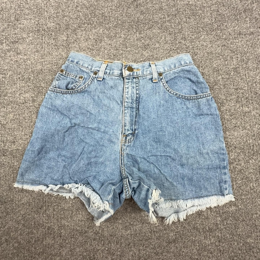 Peace By Piece High Rise Cutoff Denim Shorts Womens 9 Blue Fringe Hem H009CW